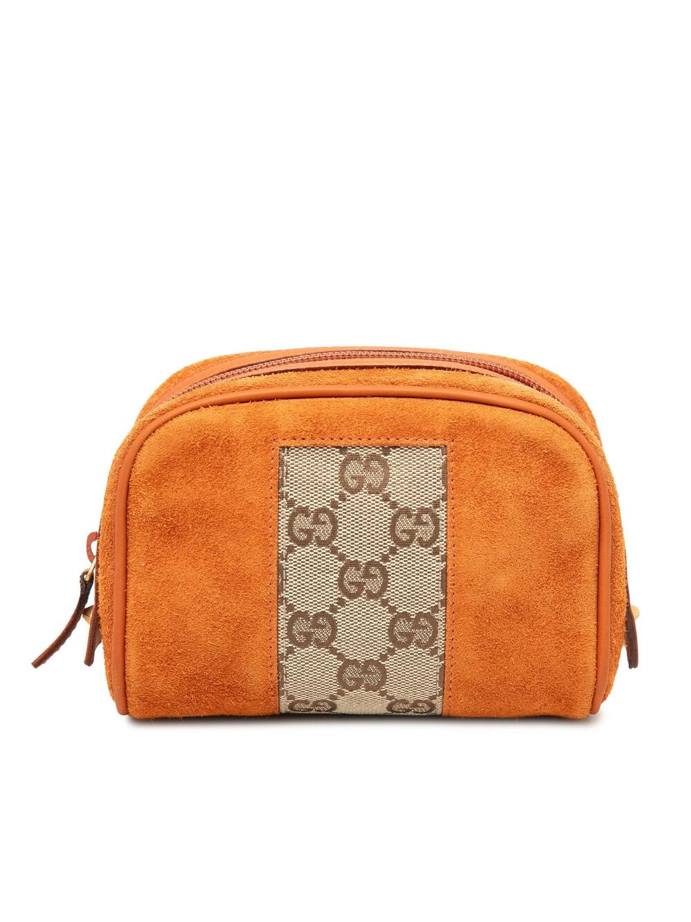 Gucci Gg Canvas Trimmed Suede Pouch #372958G33B